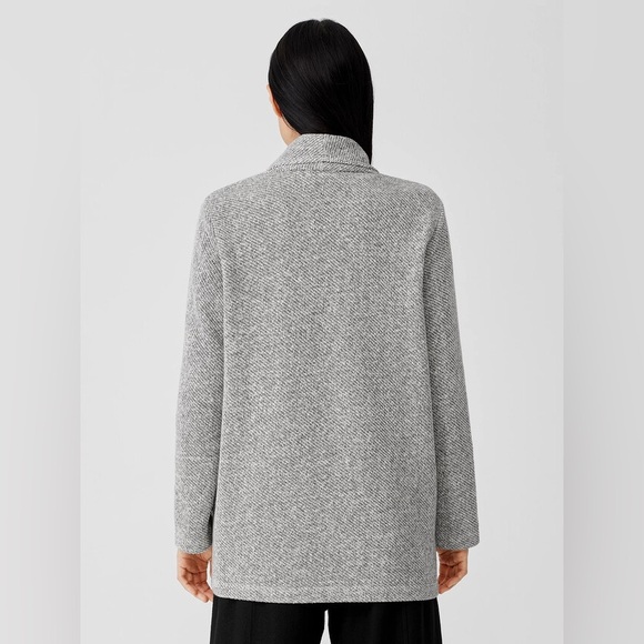Eileen Fisher Organic Cotton Terry Shawl Collar Jacket-Ash - Picture 3 of 12